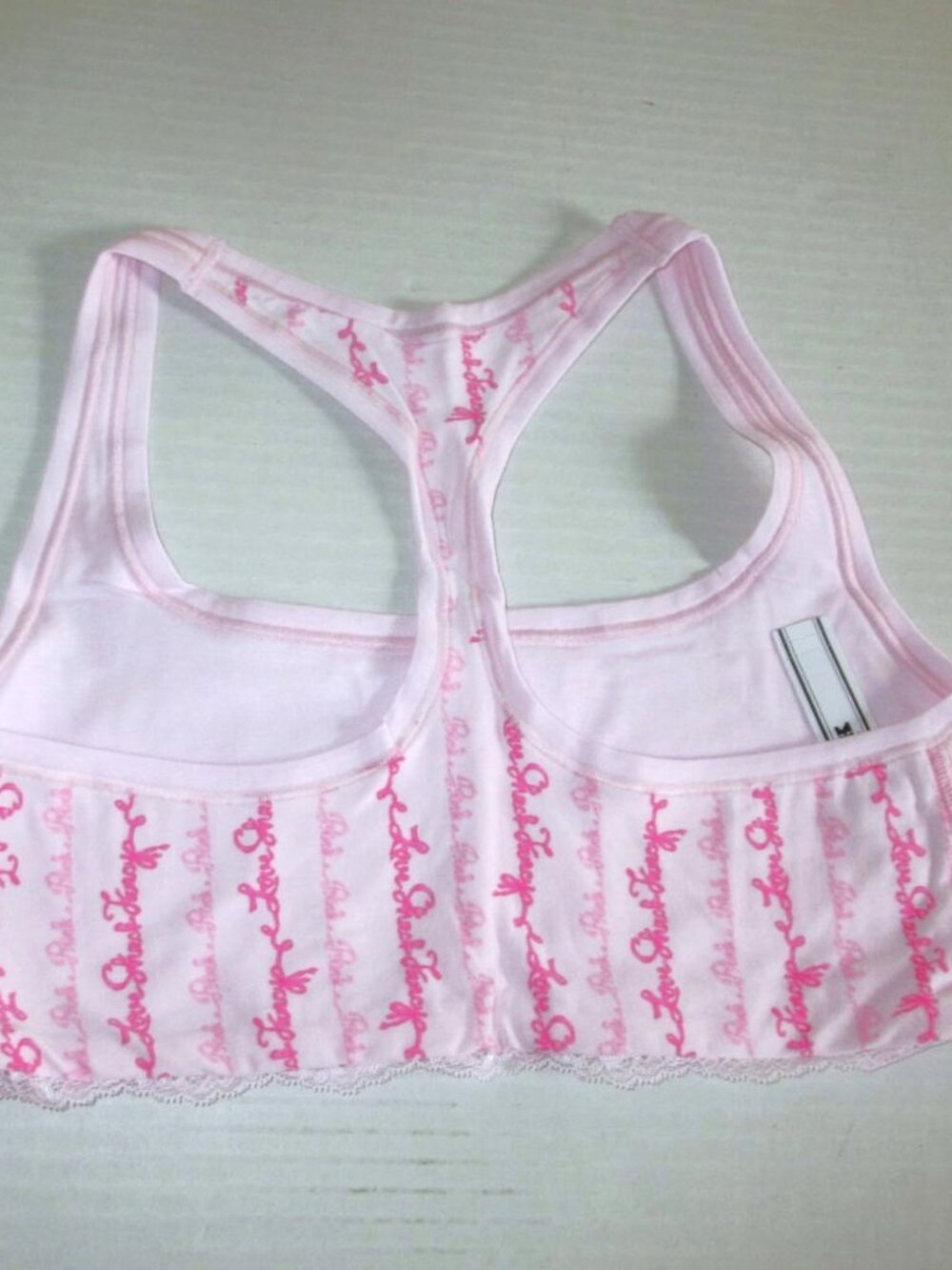 PINK x LoveShackFancy Cotton Racerback Bralette LARGE fits 36C, 36D, 38B, 38C - Picture 9 of 13